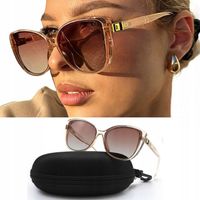 OKULARY PRZECIWSŁONECZNE DAMSKIE POLARYZACYJNE UV400 ETUI CIENIOWANE SZKŁA