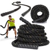 Lina treningowa do crossfit 9 m Battle Rope Power do ćwiczeń siłowych czarna