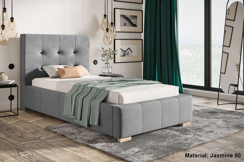 Łóżko tapicerowane LUX 5 90x200 ze  Stelażem i pojemnikiem zdjęcie 2