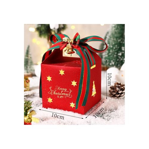 pudełko prezentowe ozdobne zielone, merry christmas z kokardą 10x10x10 cm na Arena.pl