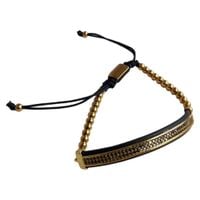 Bransoletka regulowana z koralikami czarno-złoty