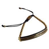 Bransoletka regulowana z koralikami czarno-złoty