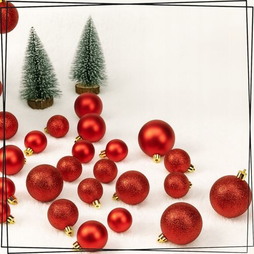 ZESTAW BOMBKI CHOINKOWE PLASTIKOWE CHOINKĘ CZERWONE NIETŁUKĄCE ŚWIĄTECZNE na Arena.pl