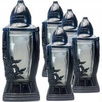 Znicz Lampion Szklany Czarny 5 Sztuk