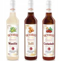 Syrop barmański Victoria do kawy i herbaty Wanilia, Toffi, Czekolada 3x 490