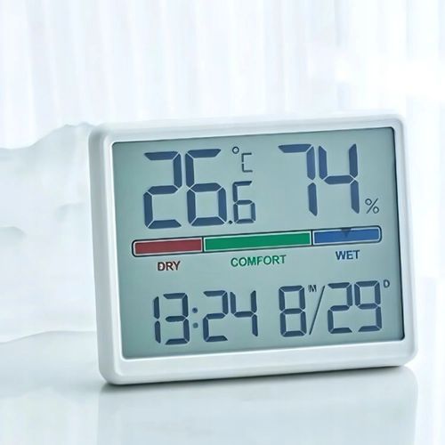 STACJA POGODOWA BEZPRZEWODOWA TERMOMETR HIGROMETR WILGOTNOŚĆ LCD ZEGAR DATA na Arena.pl