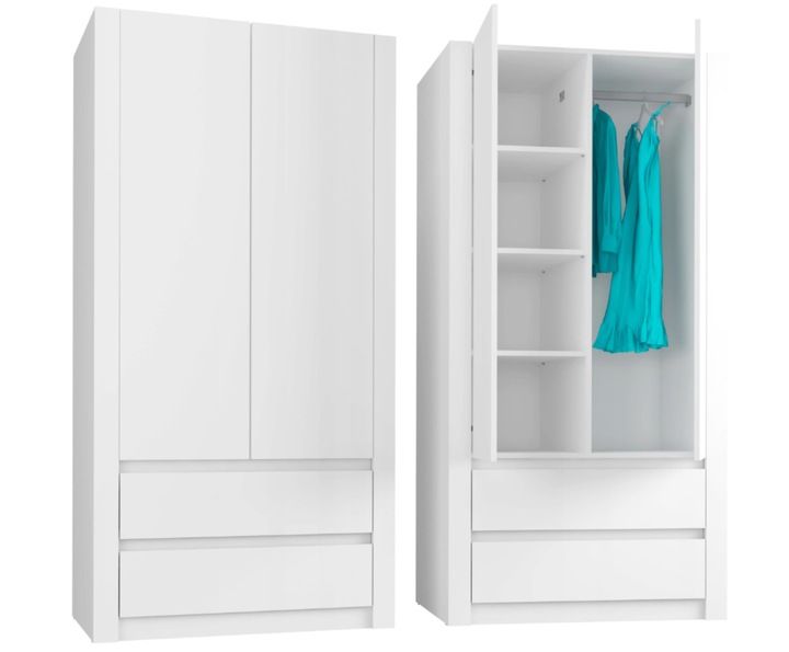 Szafa garderoba 90cm 2d 2sz biała B-20 zdjęcie 6