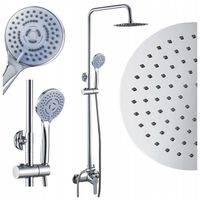 BATERIA PRYSZNICOWA ŁAZIENKOWA ŚCIENNA ZESTAW Z DESZCZOWNICĄ HAVANA CHROM