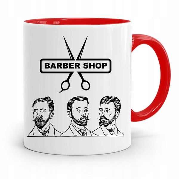 Kubek Czerwony Fryzjera Fryzjerki Barber Shop Z Nadrukiem Ze Zdjęciem zdjęcie 1