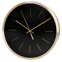 ZEGAR ŚCIENNY czarny złoty elegancki dekoracyjny 25 cm do salonu na ścianę