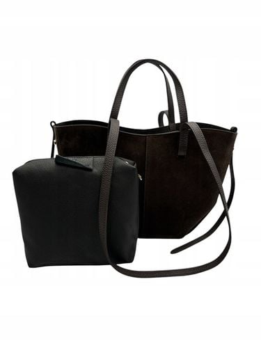 Torebka damska VERA PELLE SHOPPERKA na ramię i do ręki ZAMSZ BRĄZ na Arena.pl