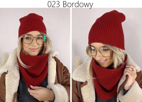 CIEPŁY KOMPLET CZAPKA + KOMIN damski POLSKI zimowy szal CIEMNA na Arena.pl