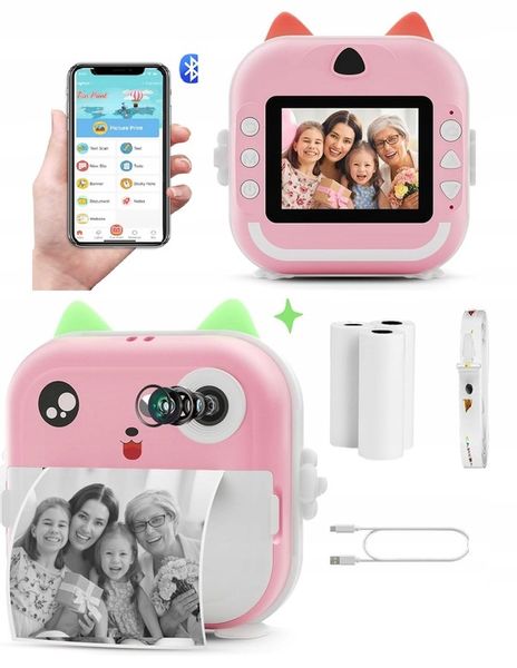 DRUKUŚ APARAT LCD CYFROWY NATCHMIASTOWY Z DRUKARKĄ DLA DZIECI GRY ROLKI zdjęcie 9