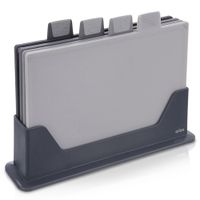 4x Deski Kuchenne Plastikowe w Stojaku do Krojenia Zestaw Desek Kuchennych