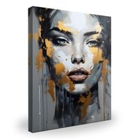 Obraz Do Salonu Złoty PORTRET Twarz Usta Styl Glamour 120cm x 160cm