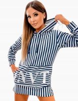 BLUZA z kapturem W PASKI CLASSIC COLLECTION Z printem r.M (38)