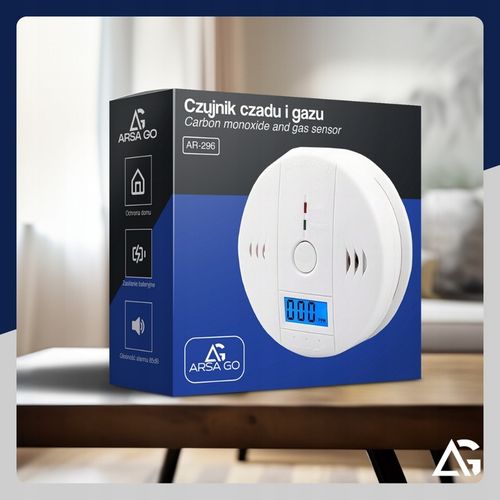 CZUJNIK CZADU GAZU WYKRYWACZ DETEKTOR TLENKU WĘGLA BEZPRZEWODOWY LCD na Arena.pl