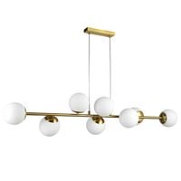 LOFTOWY ZLOTY ZYRANDOL LED 8XE27 SZKLANE KULE METAL SZKLO