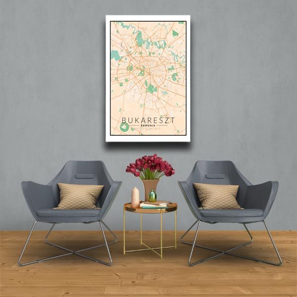 Bukareszt mapa kolorowa - obraz na płótnie 20x30 cm zdjęcie 2