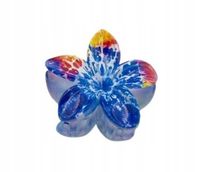 Piękna spinka klamra plastikowa kwiatek hawajski nakrapiany niebieski 8cm