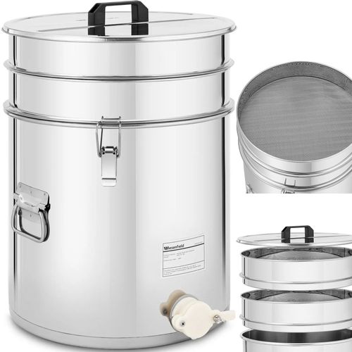 Odstojnik do miodu z sitkiem pokrywką i zaworem STAL 30 l na Arena.pl