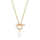 srebrny pozłacany naszyjnik z naturalną perłą