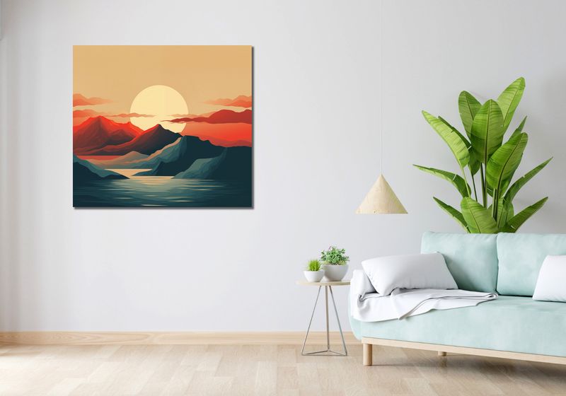 Obraz 100x90cm Zachód Słońca nad Górami zdjęcie 2