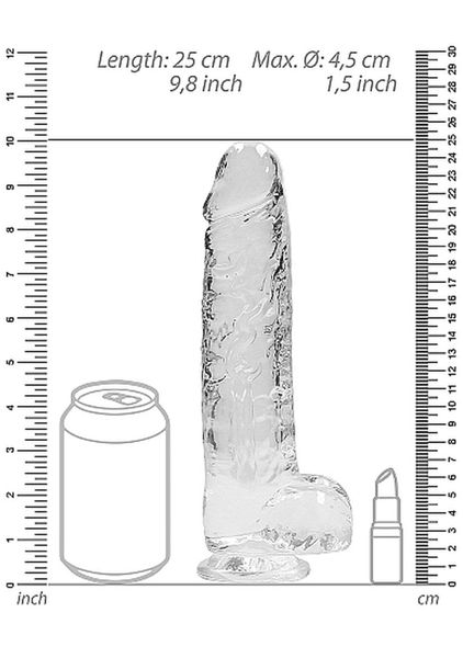 9"" / 23 cm Realistic Dildo With Balls - Transparent zdjęcie 3