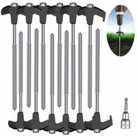 12szt Śledzie do Namiotu Szpilki Wkręcane Długie 25cm Metalowe Zestaw