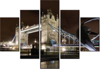 70 100CM OBRAZ 5 ELEM FONTANNA TOWER BRIDGE DRUK PŁÓTNO