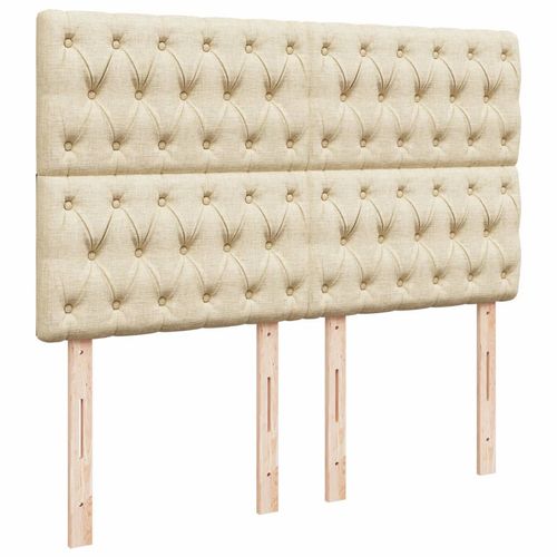 Łóżko kontynentalne z materacem, kremowe, tkanina, 140x200 cm na Arena.pl