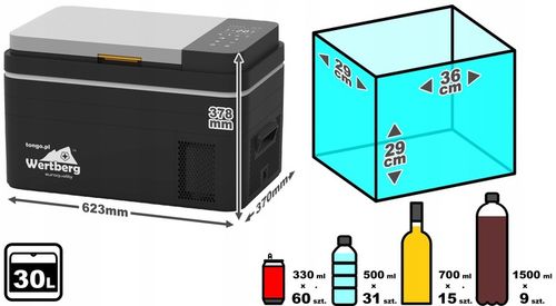 30L lodówka zamrażarka -20°C 12V/24V|230V bluetooth samochodowa sprężarkowa na Arena.pl