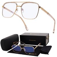 Okulary pilotki zerówki z filtrem Blue Light 25177C beż/złoty