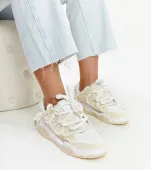 Beżowe sneakersy z materiałowymi wstawkami Melilot 39