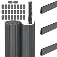 Osłona PVC maskująca 300x100 cm, profile zestaw na balkon, taras, ogrodzenie ciemnoszare