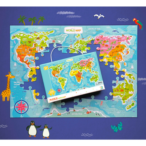 Puzzle Edukacyjne Dodo Mapa Świata 100 Elementów Dla Dzieci 300123 na Arena.pl