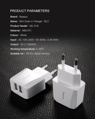 ŁADOWARKA SIECOWA BASEUS MINI DUAL-U CHARGER 2XUSB na Arena.pl