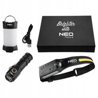 NEO TOOLS ZESTAW OŚWIETLENIOWY SURVIVALOWY 3w1 USB-C CAMPINGOWY 99-132