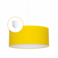 Lampa wisząca ABAŻUR 35 cm OPRAWA WISZĄCA 1x E27 ŻÓŁTA biały kabel ŻYRANDOL
