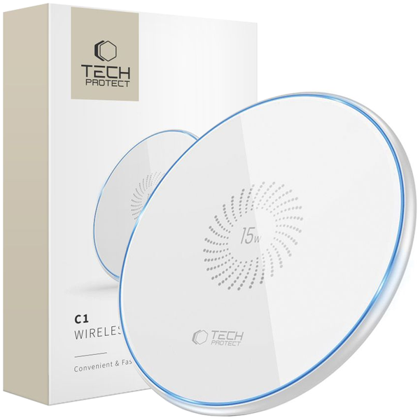 tech-protect qi15w-c1 wireless charger 15w white zdjęcie 1