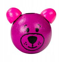 Drewniana główka MIŚ misie buzia 24mm ciemny róż