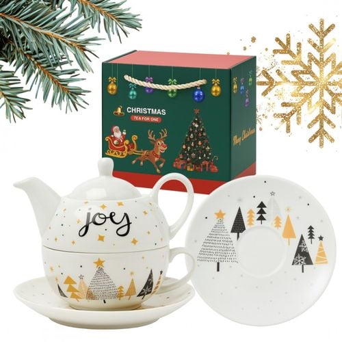 zestaw świąteczny - dzbanek z filiżanką i talerzykiem w ozdobnym na Arena.pl