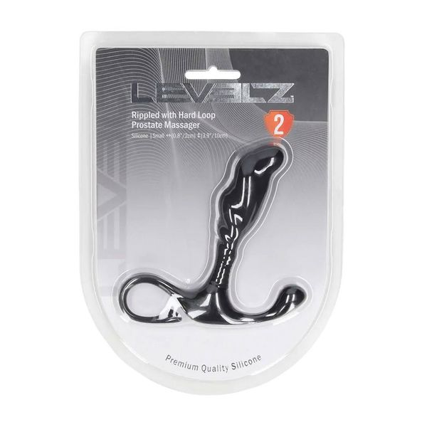 Rippled With Hard Loop Silicone Prostate Massager - S - Black zdjęcie 2