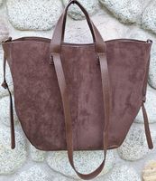 GALLANTRY Torebka damska CASUAL zamszowa na ramię SHOPPER czekolada