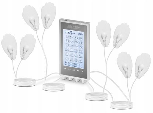 ELEKTROSTYMULATOR MIĘŚNI MASAŻER TENS EMS + ELEKTRODY 16 szt. ZESTAW XXL na Arena.pl