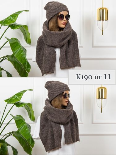 KOMPLET damski CZAPKA + duży SZALIK prążkowany ciepły szal zimowy POLSKI na Arena.pl