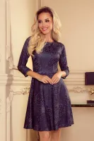 ROZKLOSZOWANA SUKIENKA Z RĘKAWEM 3/4 XL GRANATOWY