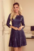 ROZKLOSZOWANA SUKIENKA Z RĘKAWEM 3/4 XL GRANATOWY