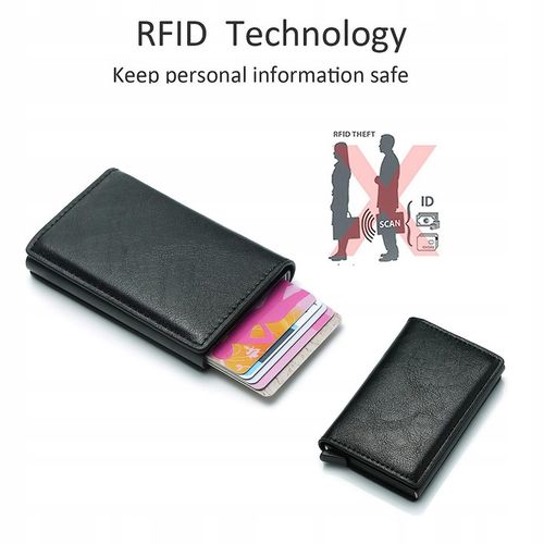 PORTFEL ETUI NA KARTY KREDYTOWE RFID PRZYCISK DO WYSUWANIA KART na Arena.pl