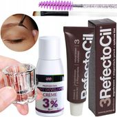 ZESTAW DO HENNY Refectocil BRĄZ 3 + woda + kieliszek + pędzel + szczoteczka